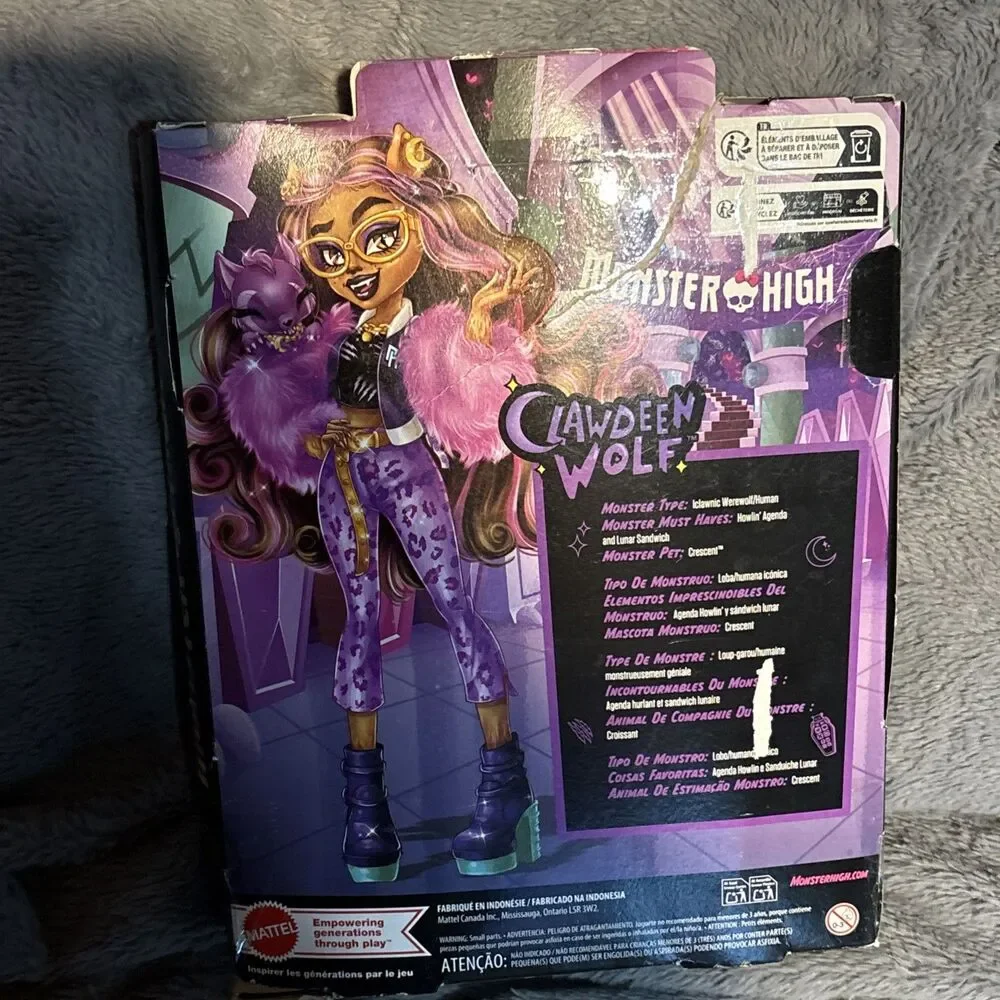 Monster High Clawdeen Wolf Doll Purple Hair Fashion Accessories No Pet NEW Open